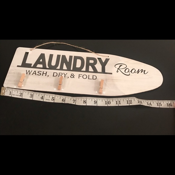 Laundry Room Decor Wall Plaque Iron Board 3 Clips - Picture 4 of 10